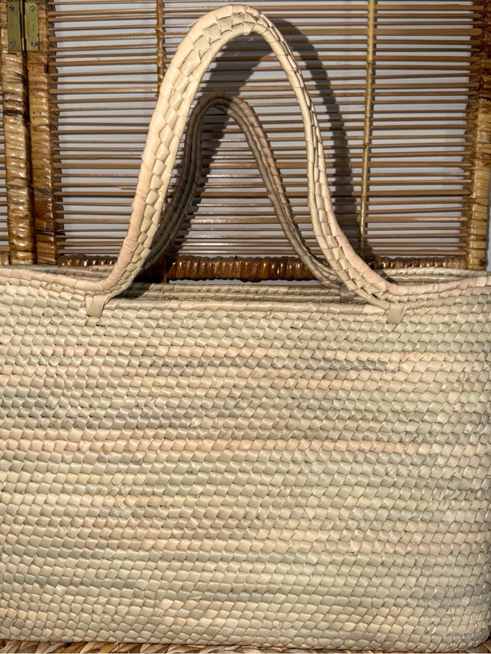 Woven Cream Tote Bag with Dual Handles